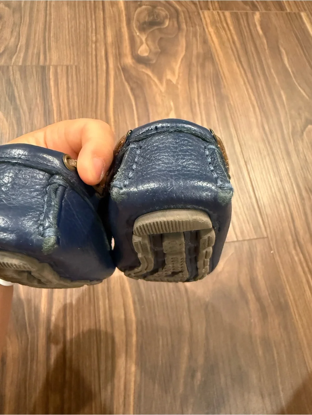 Janie and Jack Navy Leather Slip-On Loafers
